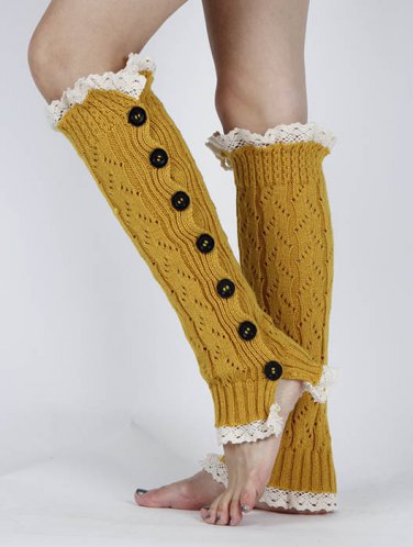 LACE TOP AND BOTTOM KNEE HIGH  LEG WARMER - SWRUB-KYL8062YEW