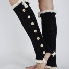 LACE TOP AND BOTTOM KNEE HIGH  LEG WARMER - SWRUB-KYL8063BLK