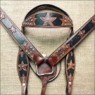ZT135 WESTERN LEATHER HORSE BRIDLE HEADSTALL BREAST COLLAR DARK BROWN BLACK - SWHILAS- HSZT135
