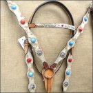 WESTERN LEATHER HORSE BRIDLE HEADSTALL BREAST COLLAR NATURAL COWHIDE HAIR ON- SWHILAS- HSZT143