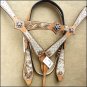 WESTERN LEATHER HORSE BRIDLE HEADSTALL BREAST COLLAR COWHIDE PRINT W/ CONCHO - SWHILAS- HSZT144