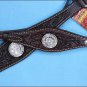 WESTERN LEATHER HEADSTALL BREAST COLLAR BROWN AB CRYSTAL BLING CONCHO - BHPA442DBCN043