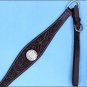 WESTERN LEATHER HEADSTALL BREAST COLLAR BROWN AB CRYSTAL BLING CONCHO - BHPA442DBCN043