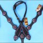 WESTERN LEATHER ONE EAR HEADSTALL BREAST COLLAR BLACK TEXAS STAR CONCHO - BHPA446CN021