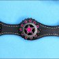 WESTERN LEATHER ONE EAR HEADSTALL BREAST COLLAR BLACK TEXAS STAR CONCHO - BHPA446CN021