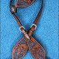 WESTERN LEATHER HORSE ONE EAR HEADSTALL BREAST COLLAR MAHOGANY BLACK BLING CONCHO -  HSZT149MBK1