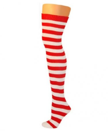 Standard Size Red/White Striped Thigh High Adult - SWWHC-LA6005