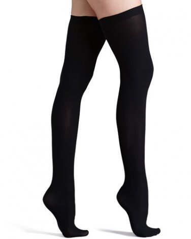 Standard Size Black Opaque Nylon Thigh High Stockings - SWWHC-LA6672