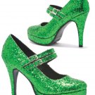Size 7 Double Strap Green Glitter Mary Jane 4 Inch Heel - SWWHC-E421-JANE-G