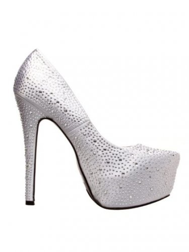 Size 7 Adult Silver Platform High Heel with Rhinestones - SWWHC-GISELLE11SLV