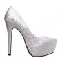 Size 7 Adult Silver Platform High Heel with Rhinestones - SWWHC-GISELLE11SLV