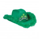 St. Patrick's Day Green Light Up Cowgirl Hat W Trim - SWWHC-255604