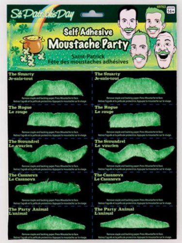10 Self Adhesive St. Pat's Moustaches - SWWHC-69763F