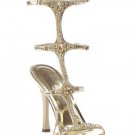 SIZE 9 Women's Gold Jeweled Sandal - SWWHC-E457-MICHELL