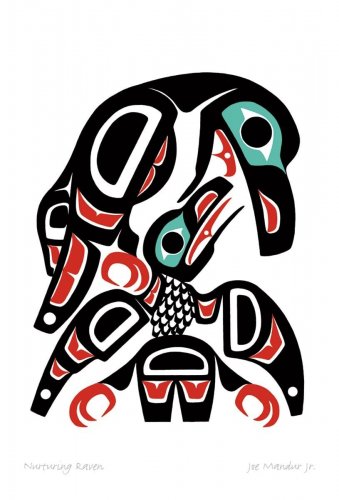 Nurturing Raven Joe Mandur Jr Art Card Northwest Coast Haida Art