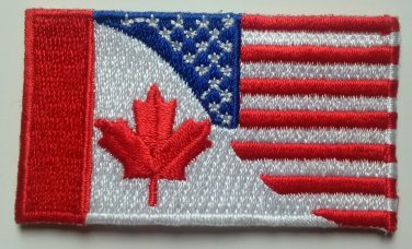 Canada United States Friendship Flag Patch Embroidered Iron On Applique USA