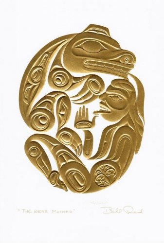 The Bear Mother Bill Reid Gold Embossed Art Card Northwest Coast Native