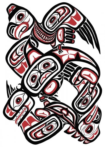 Eagle Taking Whale Back Home Lloyd Harsch Art Card Northwest Coast Native Haida