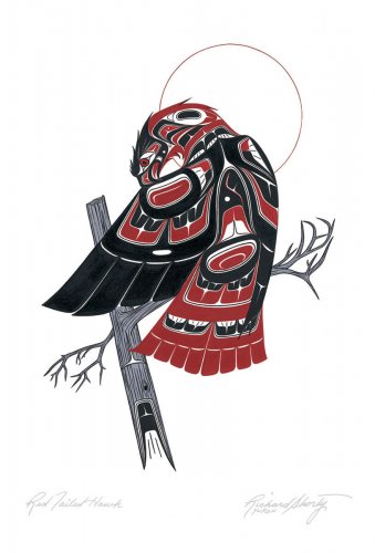 Red Tailed Hawk Richard Shorty Art Card Northern Tuchone Yukon Native
