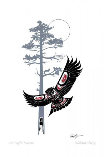 Owl Night Hunter Richard Shorty Art Card Northern Tuchone Yukon Native