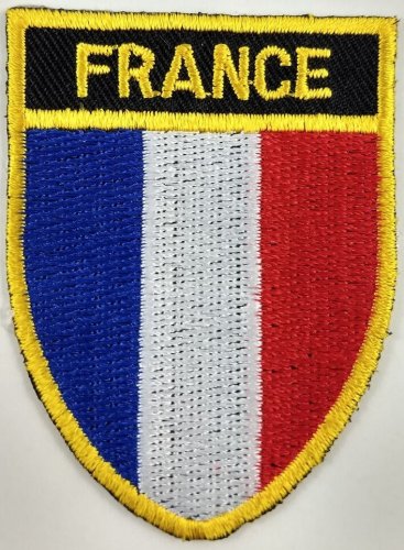 France Flag Shield Crest Patch Embroidered Iron On Sew On French