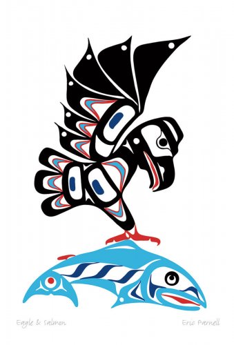 Eagle and Salmon Eric Parnell Art Card Haida Northwest Coast Native