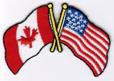 Canada / USA Flag Patch Embroidered Iron On Applique