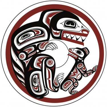 Haida Bear and Cub In Den Clarence Mills Art Card Northwest Coast Native