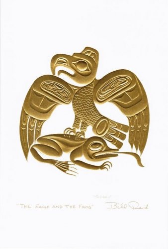 The Eagle and the Frog Bill Reid Gold Embossed Art Card Northwest Coast Native