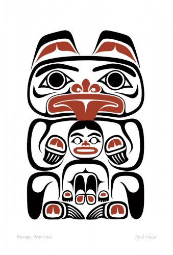 Between Bear Paws April White Art Card Haida Northwest Coast Native