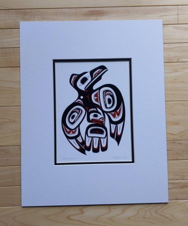 Haida Raven III by Clarence Mills  11"x14" Matted Art Print West Coast Native
