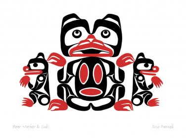 Bear Mother and Cubs Eric Parnell Art Card Haida Northwest Coast Native No.498