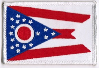 Ohio State Flag Patch Embroidered Iron On Applique
