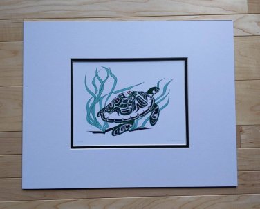 Turtle by Richard Shorty  11"x14" Matted Art Print Tutchone Native