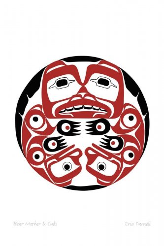 Bear Mother and Cubs Eric Parnell Art Card Haida Northwest Coast Native No.978