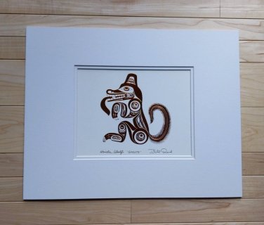 Haida Wolf Copper Embossed by Bill Reid 11"x14" Matted Art Print Haida Native