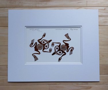 Haida Frog Copper Embossed by Bill Reid 11"x14" Matted Art Print Haida Native