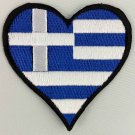 Greece Heart Flag Patch Badge Embroidered Iron On Applique