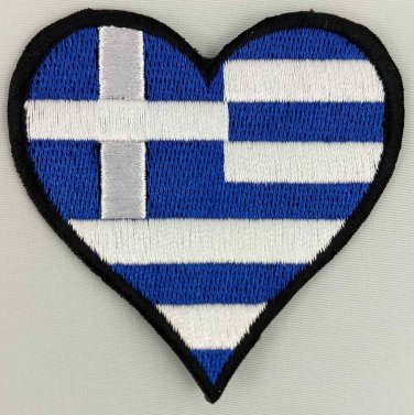 Greece Heart Flag Patch Badge Embroidered Iron On Applique