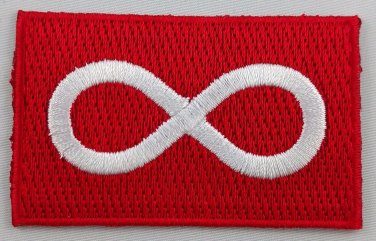 Metis Red Flag Patch Embroidered Iron On Applique