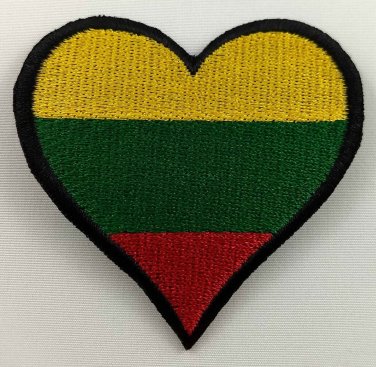 Lithuania Heart Flag Patch Badge Embroidered Iron On Applique