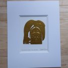 The Raven Steals the Salmon Gold Embossed by Bill Reid 11"x14" Matted Art Print