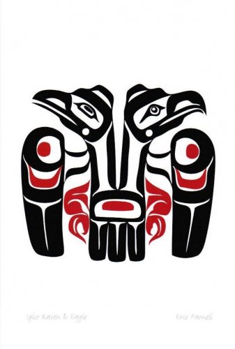Split Raven and Eagle Eric Parnell Art Card Haida Northwest Coast Native
