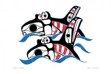 Killer Whales Ben Houstie Art Card Heiltsuk Nation Bella Bella Native