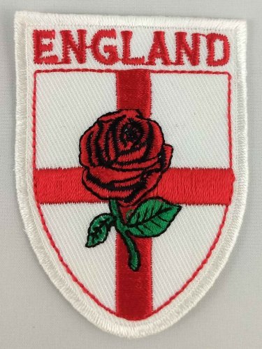 England Rose Shield Patch Embroidered Iron On Applique UK Britain
