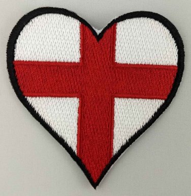 England Heart Flag Patch Badge Embroidered Iron On Applique