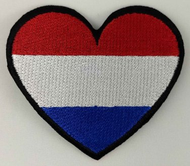 Netherlands Heart Flag Patch Badge Embroidered Iron On Applique
