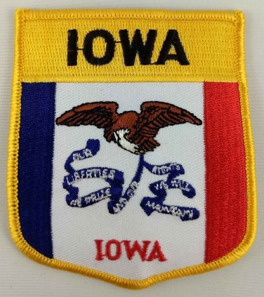 Iowa State Shield Patch Badge Embroidered Iron On Sew On Applique
