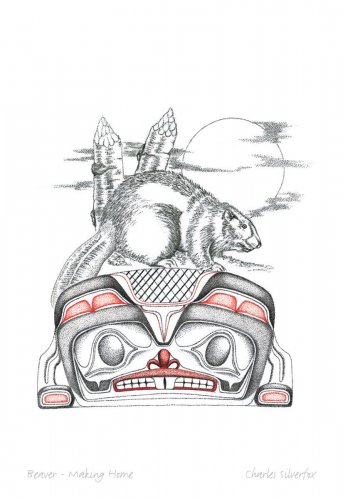 Beaver Making Home Charles Silverfox Art Card Tlingit Northern Tuchone Native