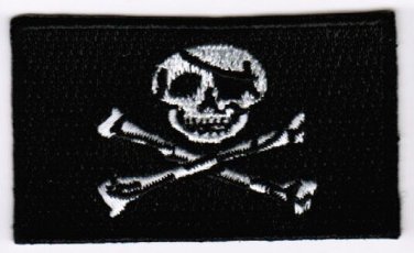 Jolly Roger Pirate Flag Patch Embroidered Iron On Applique